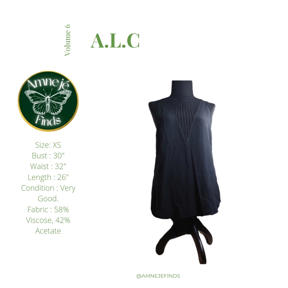 A.L.C. Black Mock Neck Sleeveless Blouse